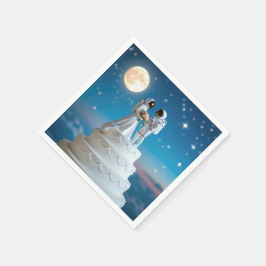 新しい宇宙飛行士結婚がケーキを食べる スタンダードカクテルナプキン (角)