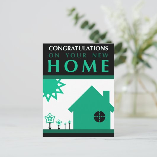 新しい家おめでとうございます:ポップ・アートの図形 案内ポストカード (スタンド正面)