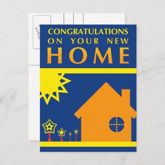 新しい家おめでとうございます：ポップ・アートの図形 案内ポストカード (正面/裏面)