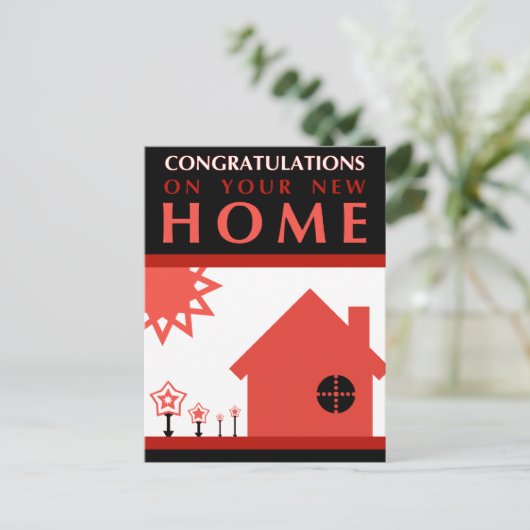 新しい家おめでとうございます:ポップ・アートの図形 案内ポストカード (スタンド正面)