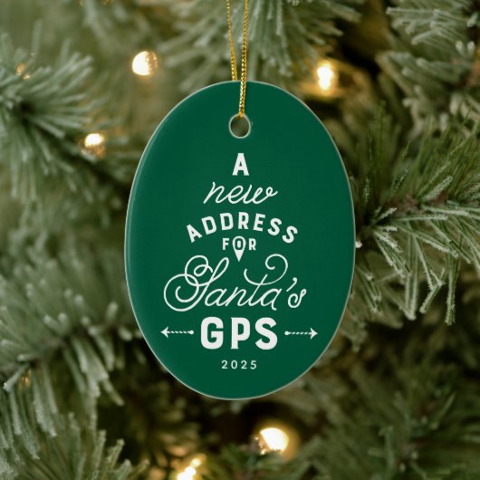 新しい家かわいい緑の1枚の写真クリスマス セラミックオーナメント (ツリー)