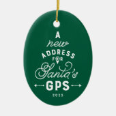 新しい家かわいい緑の1枚の写真クリスマス セラミックオーナメント (正面)
