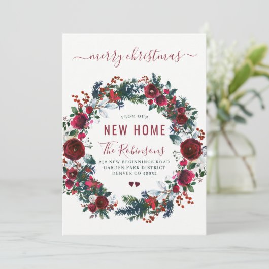 新しい家でのクリスマスホリデーシーズンのお引越し 案内状 (スタンド正面)