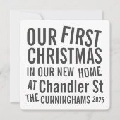 新しい家での初めてのクリスマスモダン数 シーズンカード (正面)