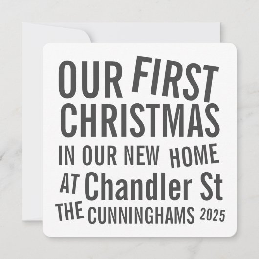 新しい家での初めてのクリスマスモダン数 シーズンカード (正面)