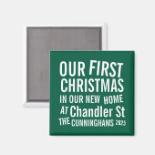 新しい家での初めてのクリスマスモダン数 マグネット (正面/裏面)