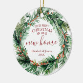 新しい家での初めてのクリスマスリース セラミックオーナメント (左)