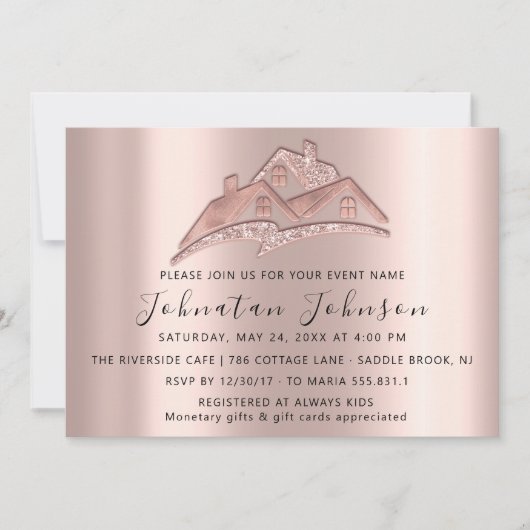 新しい家にお引っ越し ハウスパーティー 不動産 ローズ 招待状 (正面)