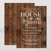 新しい家にお引っ越し！ホームパーティーの木製キー招待状 招待状 (正面/裏面)