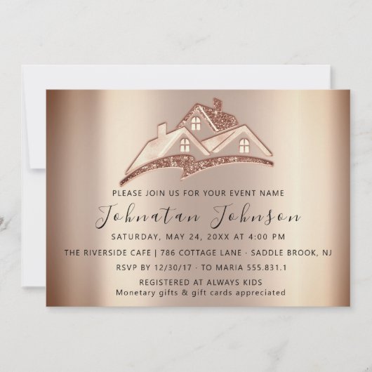 新しい家にお引越したパーティー 不動産パーティー 招待状 (正面)