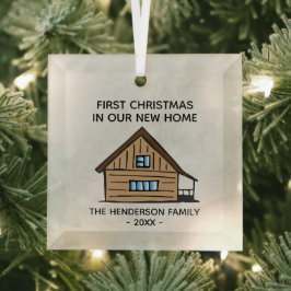 新しい家にキャビン初めてのクリスマスを記録する ガラスオーナメント