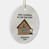 新しい家にキャビン初めてのクリスマスを記録する セラミックオーナメント (右)