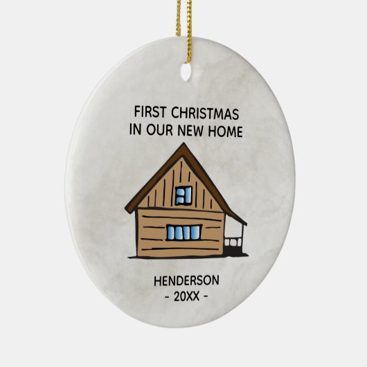 新しい家にキャビン初めてのクリスマスを記録する セラミックオーナメント (右)