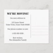 「新しい家に向かっているぞ！」 案内ポストカード (裏面)