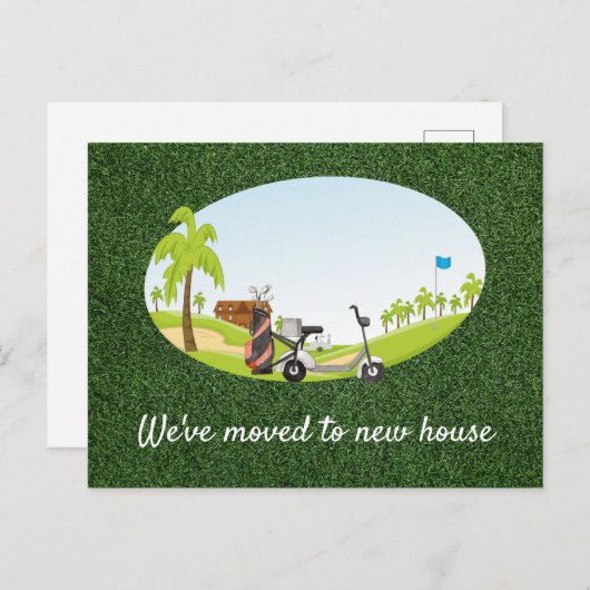 新しい家に引っ越したゴルフ シーズンポストカード (正面/裏面)