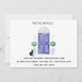 新しい家に引っ越した青いドアと猫 案内状 (正面)