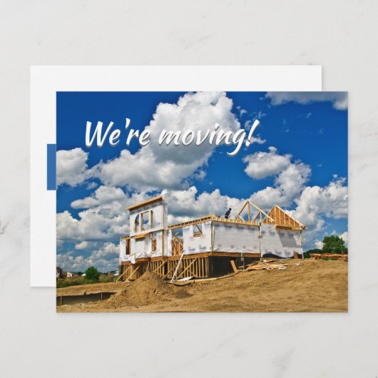 新しい家に引っ越す！家族またはビジネス 案内ポストカード (正面/裏面)