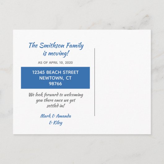新しい家に引っ越す!家族またはビジネス 案内ポストカード (裏面)