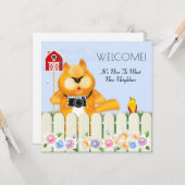 新しい家に猫を迎える鳥 カード (正面/裏面インサイチュ)