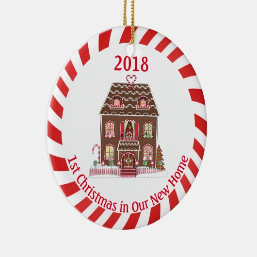 新しい家のお菓子の家の初めてのクリスマス セラミックオーナメント (右)