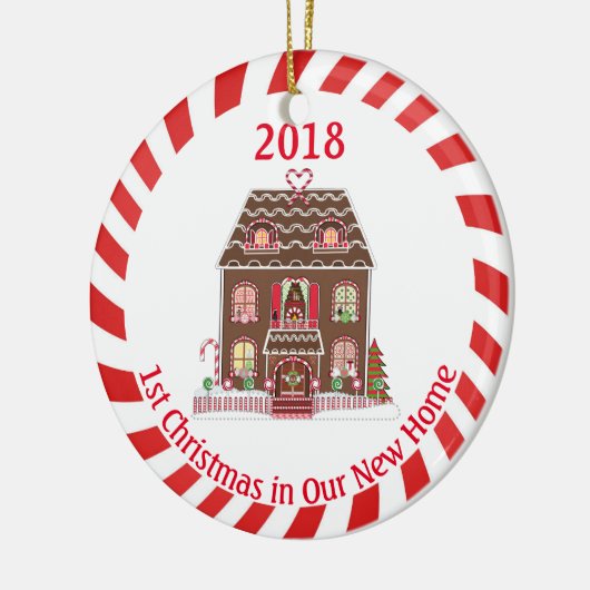 新しい家のお菓子の家の初めてのクリスマス セラミックオーナメント (左)