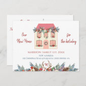 新しい家のための休日のピンクの家の赤い移動 案内ポストカード (正面/裏面)