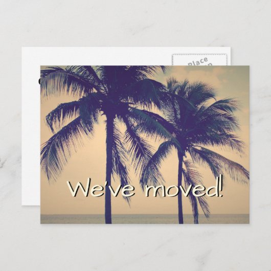 新しい家のための手のひらツリー写真の移動はがき 案内ポストカード (正面/裏面)