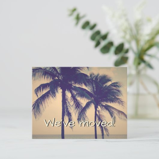 新しい家のための手のひらツリー写真の移動はがき 案内ポストカード (スタンド正面)