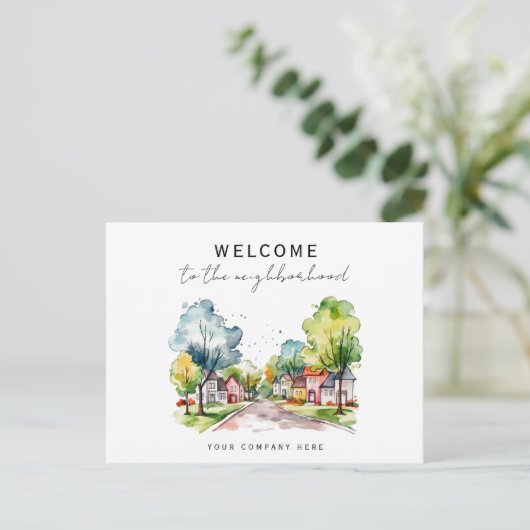 新しい家のオーナーさん、地域へようこそ 不動産 ポストカード (スタンド正面)