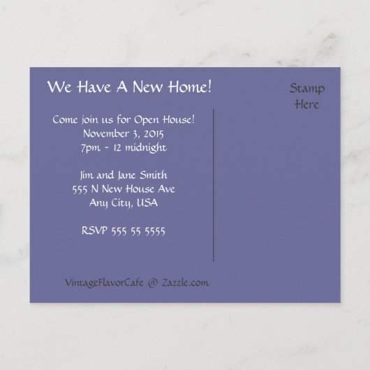 新しい家のオープンハウスの招待状郵便はがき インビテーションポストカード (裏面)