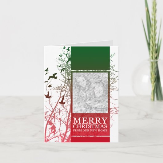 新しい家のクリスマスを楽しむ(シルエット) シーズンカード (正面)