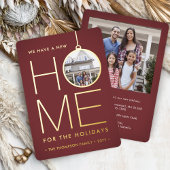 新しい家のクリスマスオーナメント 現代の赤 2 枚の写真 箔シーズンカード