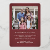 新しい家のクリスマスオーナメント 現代の赤 2 枚の写真 箔シーズンカード (裏面)