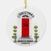 新しい家のクリスマス1日の家のクリスマス セラミックオーナメント (正面)