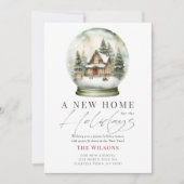 新しい家のスノーグローブクリスマスカード 招待状 (正面)