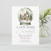 新しい家のスノーグローブクリスマスカード 招待状 (スタンド正面)