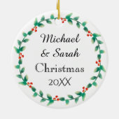 新しい家のパーソナライズの初めてのクリスマス セラミックオーナメント (裏面)