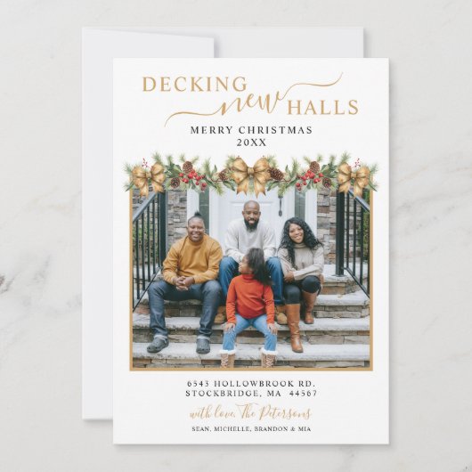 新しい家のホールを飾る フォト クリスマス 新しい家への引っ越し 案内状 (正面)
