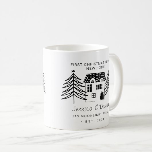新しい家のミニマル初めてのクリスマス コーヒーマグカップ (正面右)