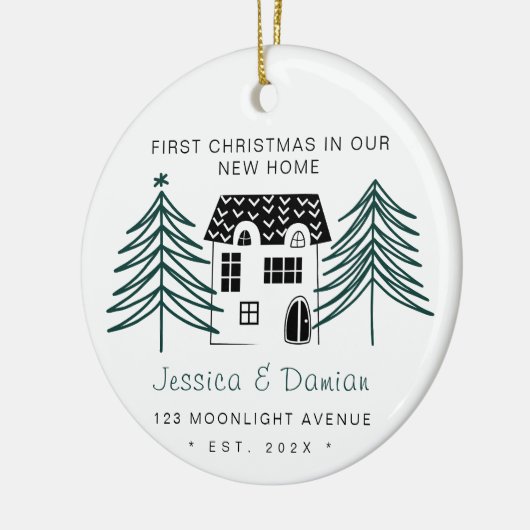 新しい家のミニマル初めてのクリスマス セラミックオーナメント (左)