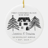 新しい家のミニマル初めてのクリスマス セラミックオーナメント (裏面)