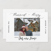 新しい家のメリーな結婚とホリデーのお引越しのお知らせ シーズンカード (正面/裏面)