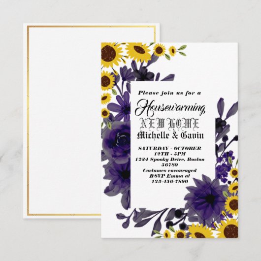 新しい家のモダンな秋のホームパーティー 招待状 (正面/裏面)