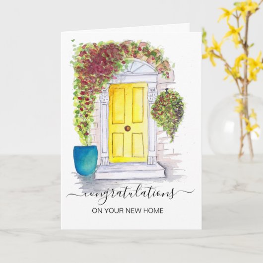 新しい家の不動産屋実在におめでとう カード (黄色い花)