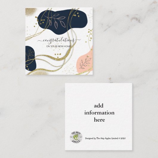 新しい家の不動産屋実在におめでとう スクエア名刺 (正面/裏面)