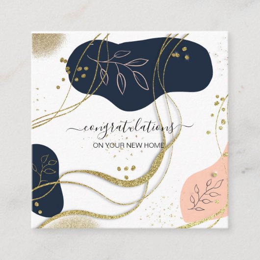 新しい家の不動産屋実在におめでとう スクエア名刺 (正面)