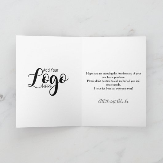 新しい家の不動産屋実在の記念日 カード (内部)