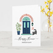 新しい家の不動産屋実在の車の記念日 カード (黄色い花)