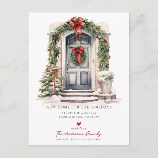 新しい家の休日のドア移動 案内ポストカード (正面)