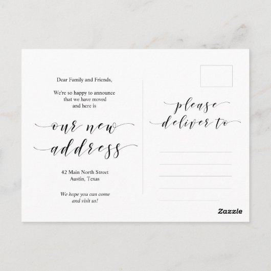 新しい家の住所、引越し案内 ポストカード (裏面)